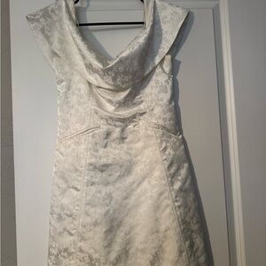 BHLDN Ingrid stretch jacquard off the shoulder white mini dress